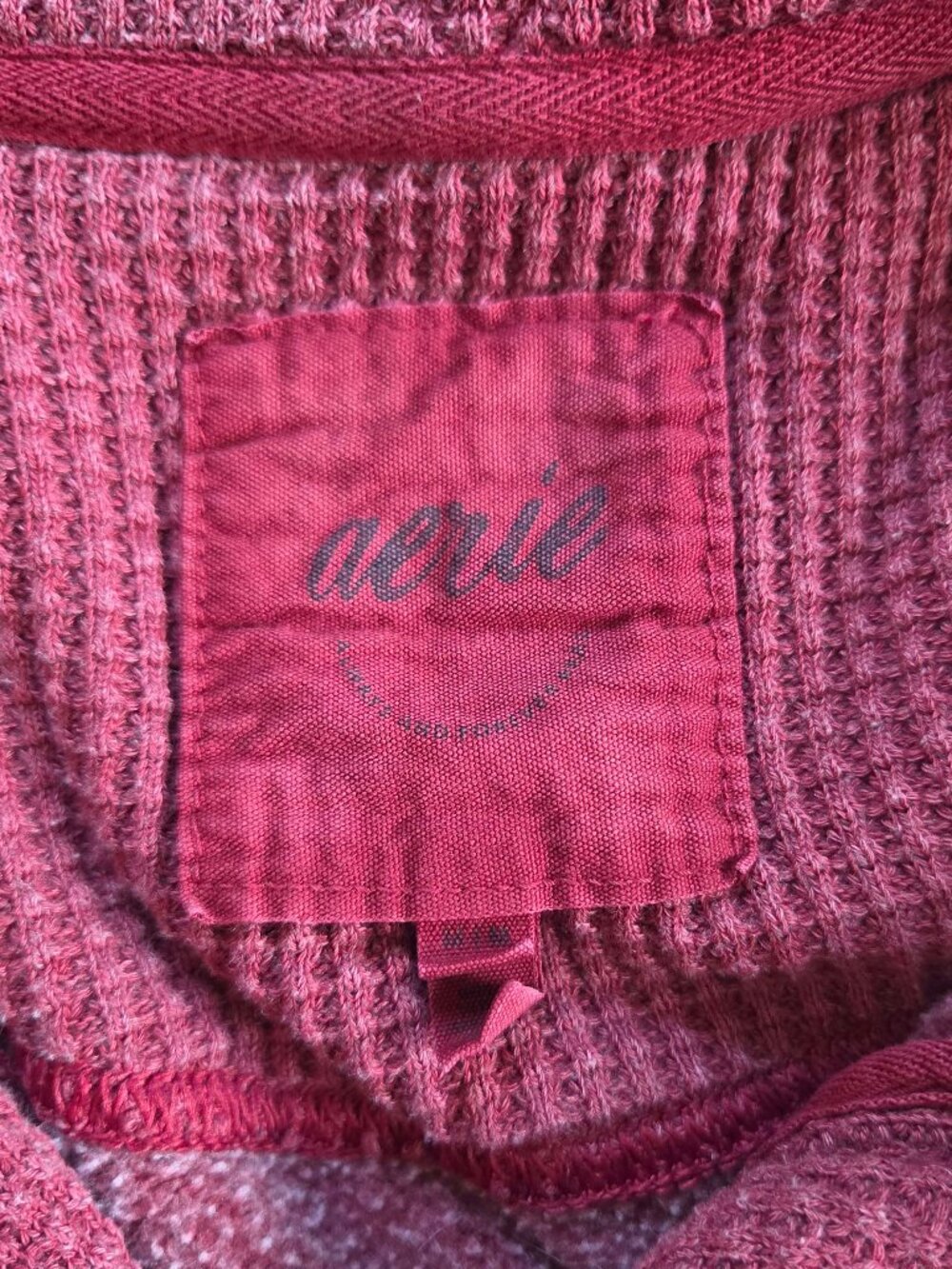 Aerie Getaway Quarter Snap Sweatshirt Cherry Tart Red Medium - Picture 6 of 8